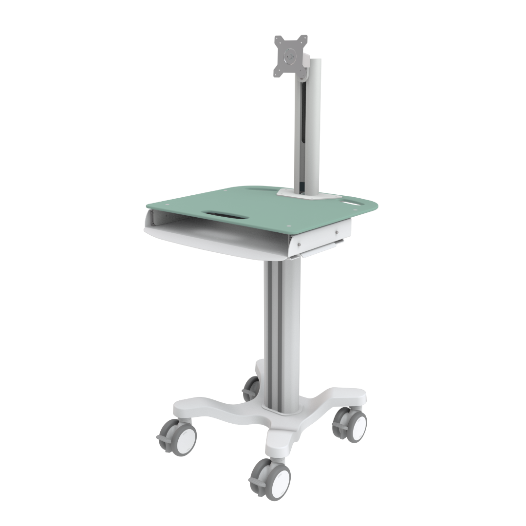 X500 ePMA Powered PC Cart shown barebones with VESA mount on a transparent background