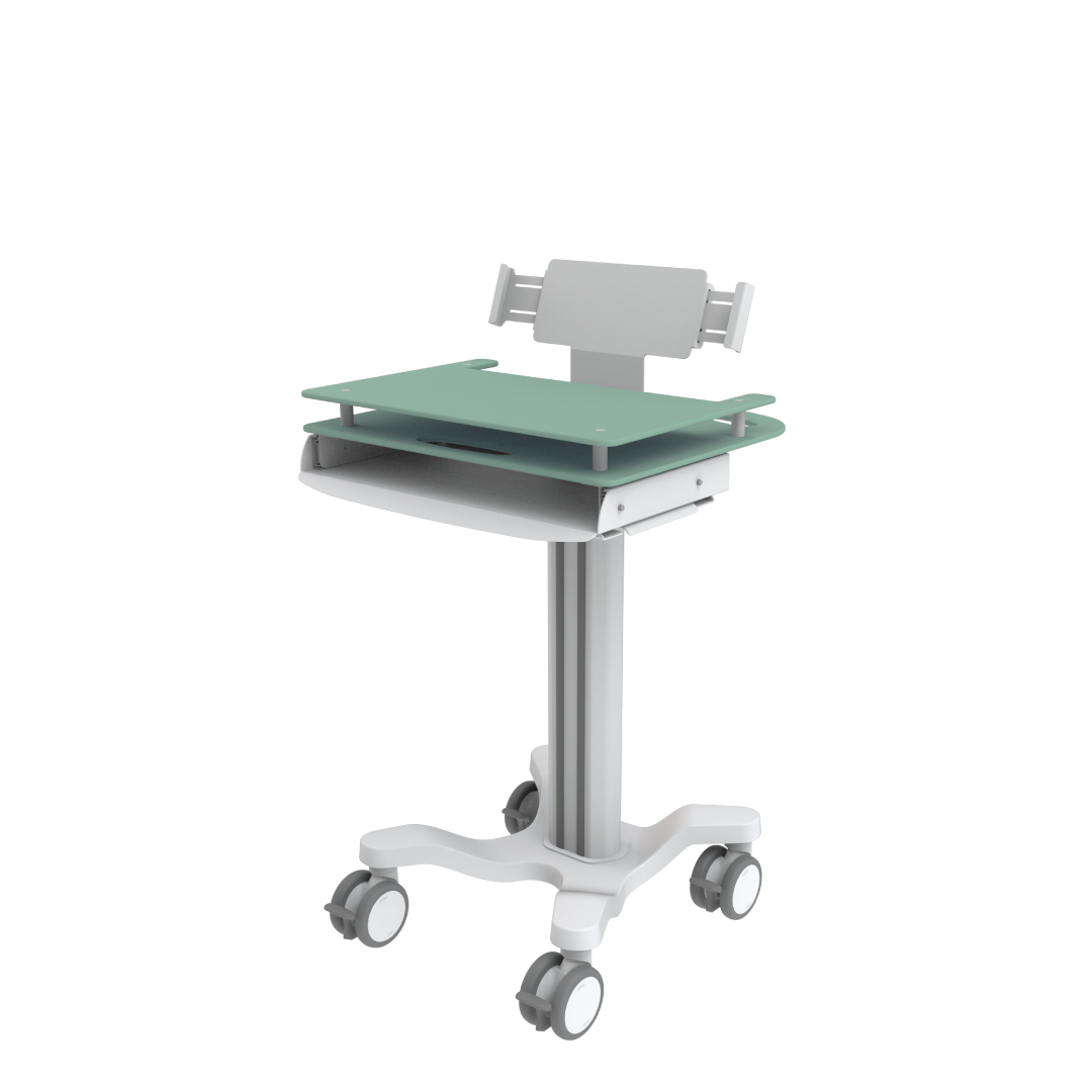 X500 ePMA Powered PC Cart shown barebones with adjustable mounting system on a transparent background