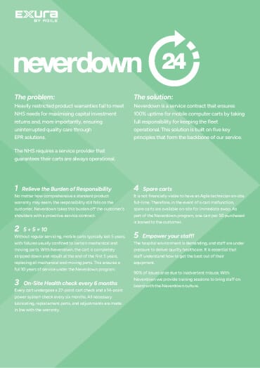 Exura Neverdown brochure page