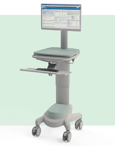 Exura X500 EPR Non-Powered PC Cart with screen shown on a green background
