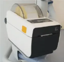 Exura cart close up image showing thermal printer addon